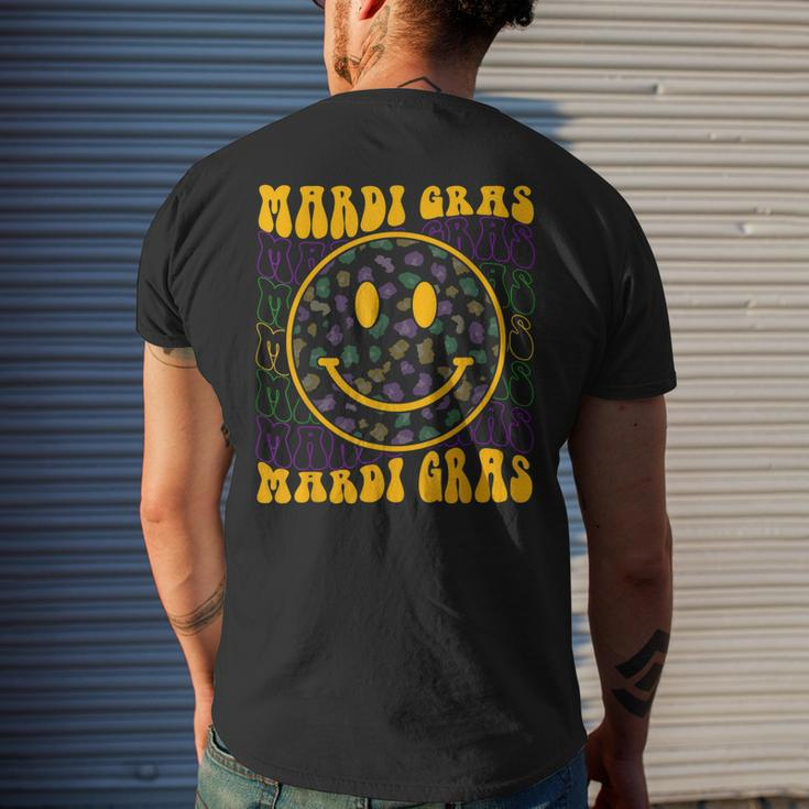 Leopard Hippie Face Retro Groovy Mardi Gras Men's T-shirt Back Print Gifts for Him