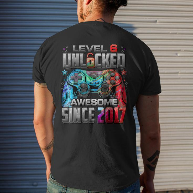 Level 6 Unlocked Awesome Since 2017 6Th Birthday Gaming Men's Back Print T-shirt Gifts for Him