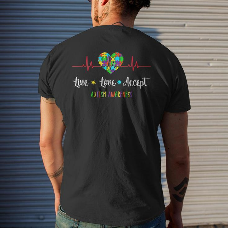 Live Love Accept In April We Wear Blue For Autism Awareness Men's Back Print T-shirt Gifts for Him