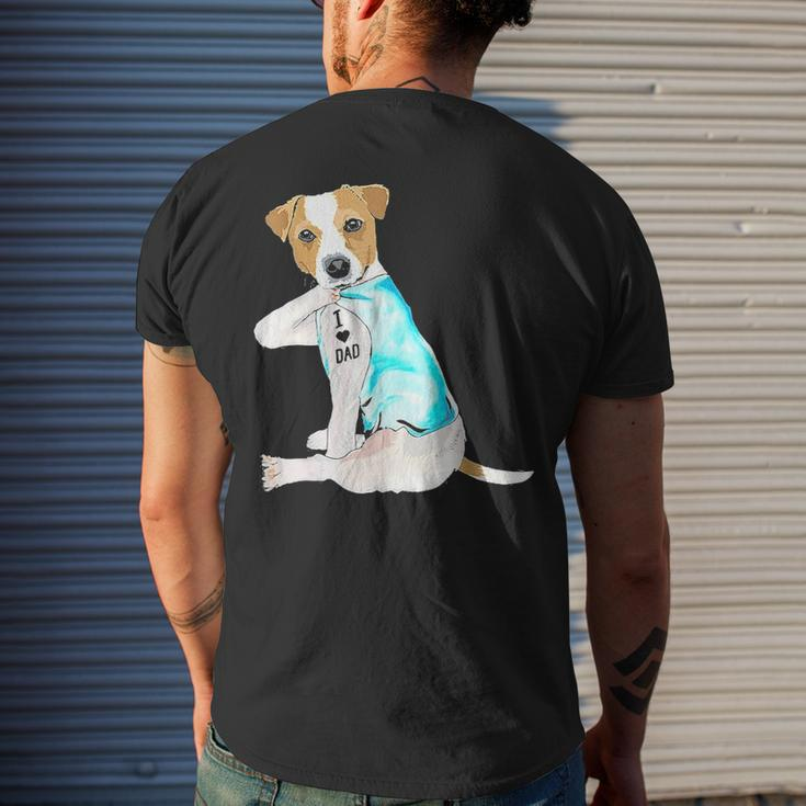 I Love Dad Tattoo Jack Russell Terrier Dad Tattooed Men's T-shirt Back Print Gifts for Him