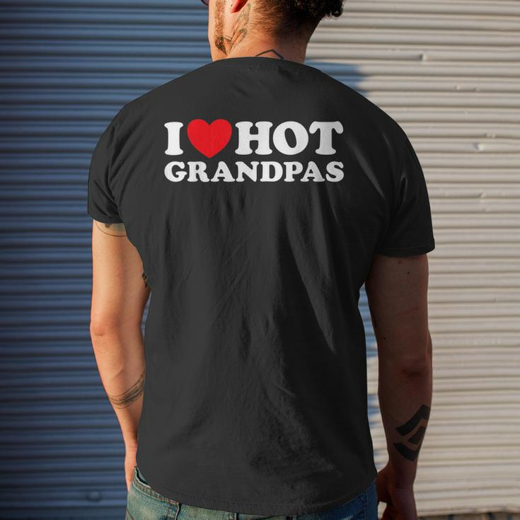 I Love Hot Grandpas Grand Dad Gilf Dilf Mature Dating Men's Back Print T-shirt Gifts for Him