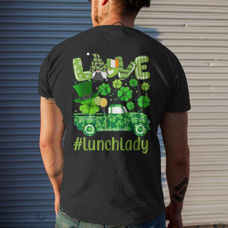 Love Lunch Lady Gnome Shamrock Saint Patricks Day Men's T-shirt Back Print Gifts for Him