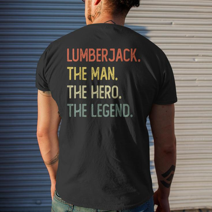 Lumberjack The Man The Hero The Legend Mens Back Print T-shirt Gifts for Him