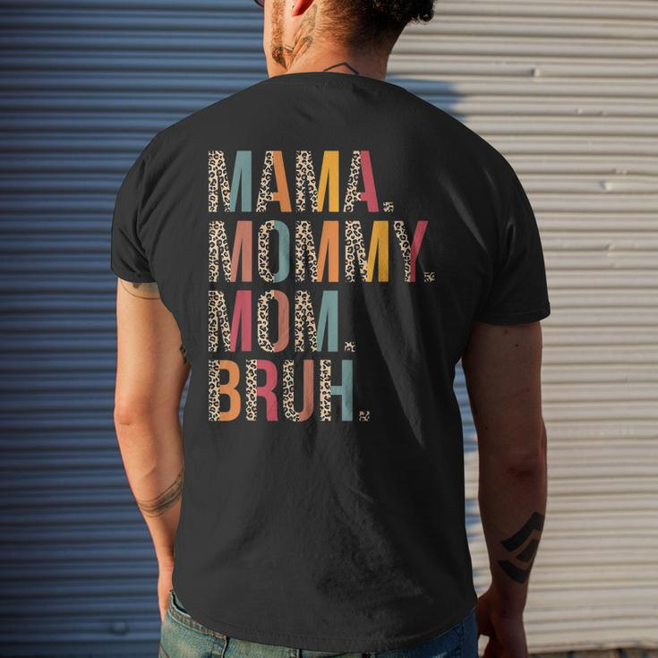 Mama Mommy Mom Bruh Mommy And Me Leopard Men's Back Print T-shirt Gifts for Him