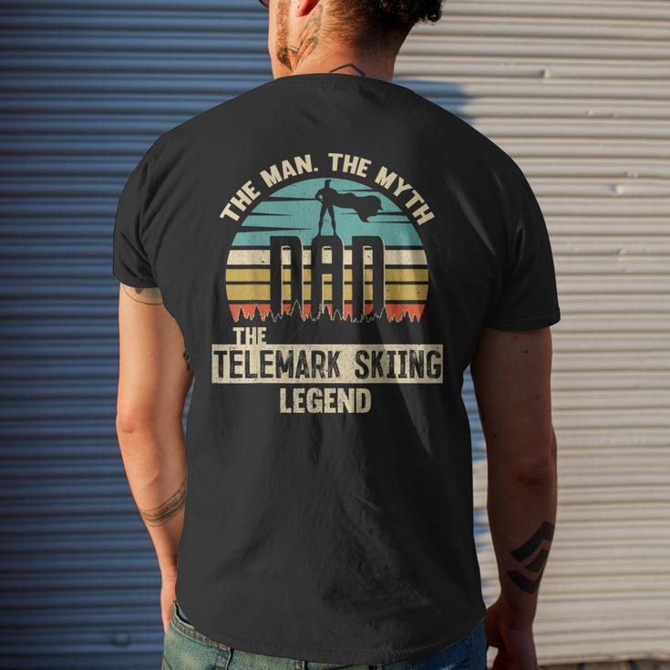 Man Myth Legend Dad Telemark Skiing Men's T-shirt Back Print Gifts for Him