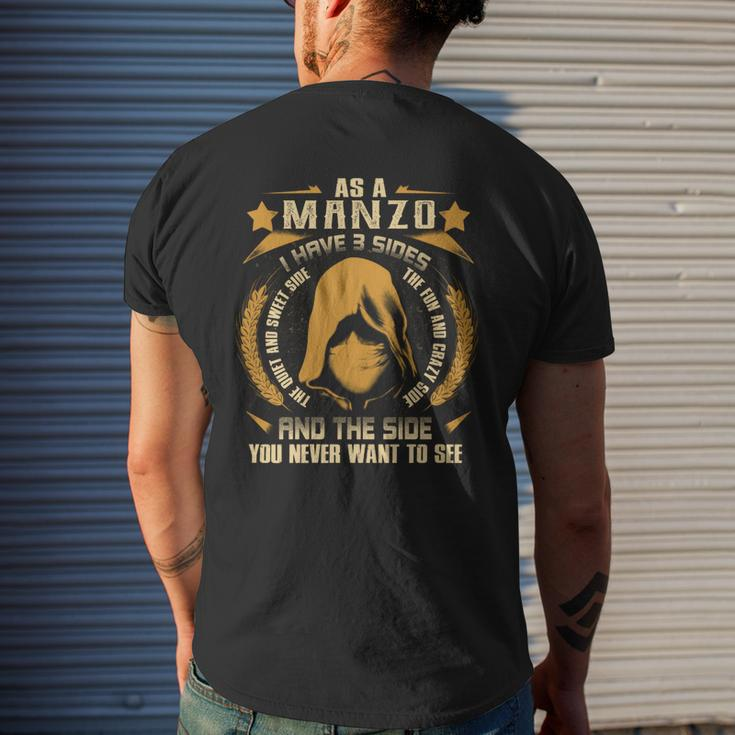 Manzo - I Have 3 Sides You Never Want To See Men's T-shirt Back Print Gifts for Him