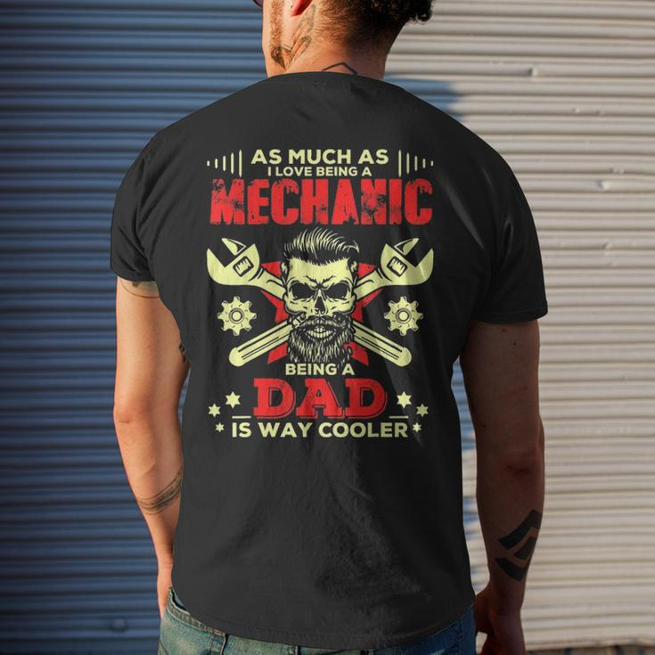 Mens Mechanic Dad Father Day Skull Graphic Men's T-shirt Back Print Gifts for Him