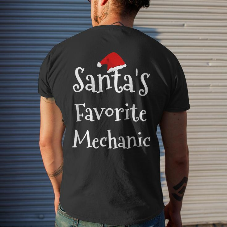 Mechanic Santas Favorite Job Christmas Santa Claus Hat Mens Back Print T-shirt Gifts for Him