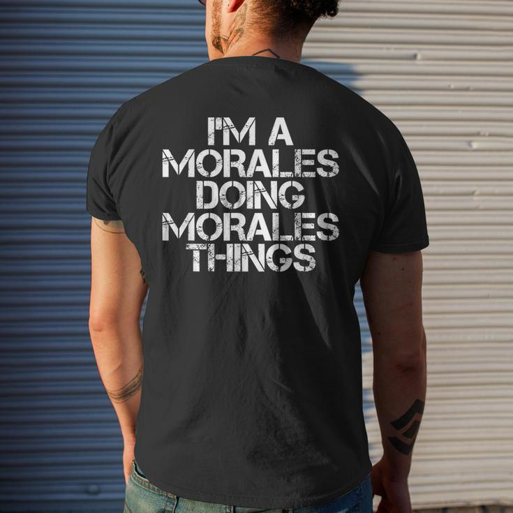 Morales Surname Family Tree Birthday Reunion Idea Men's T-shirt Back Print Gifts for Him