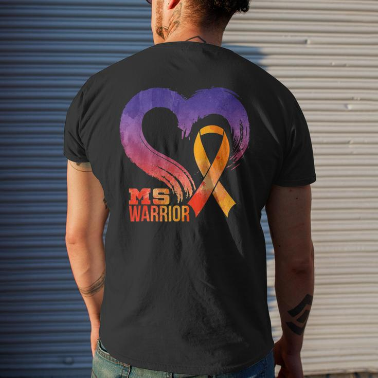 Ms Warrior Heart Multiple Sclerosis Awareness Month Men's Back Print T-shirt Gifts for Him