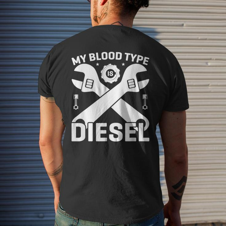 My Blood Type Is Diesel Car Mechanic Funny Engine Mens Back Print T-shirt Gifts for Him