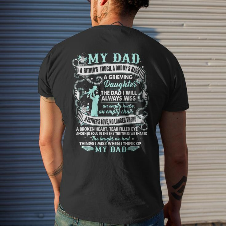 My Dad In Memories Poem Daughter Son Loss Daddy In Heaven Mens Back Print T-shirt Gifts for Him