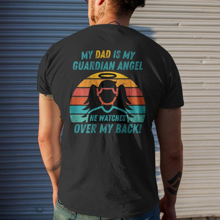 My Dad Is My Guardian Angel Retro Style Mens Back Print T-shirt Gifts for Him
