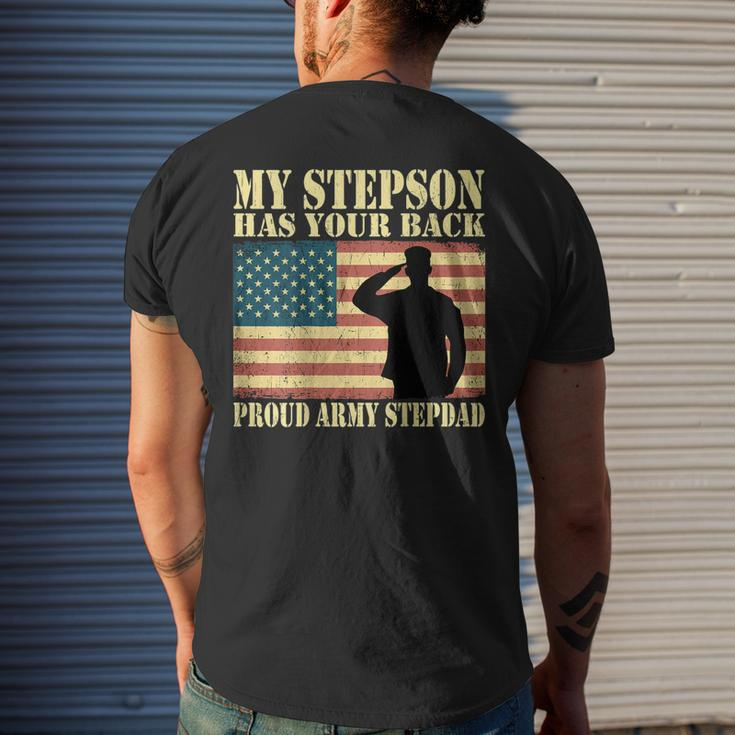 My Stepson Has Your Back Proud Army Stepdad Father Gifts Gift For Mens Mens Back Print T-shirt Gifts for Him