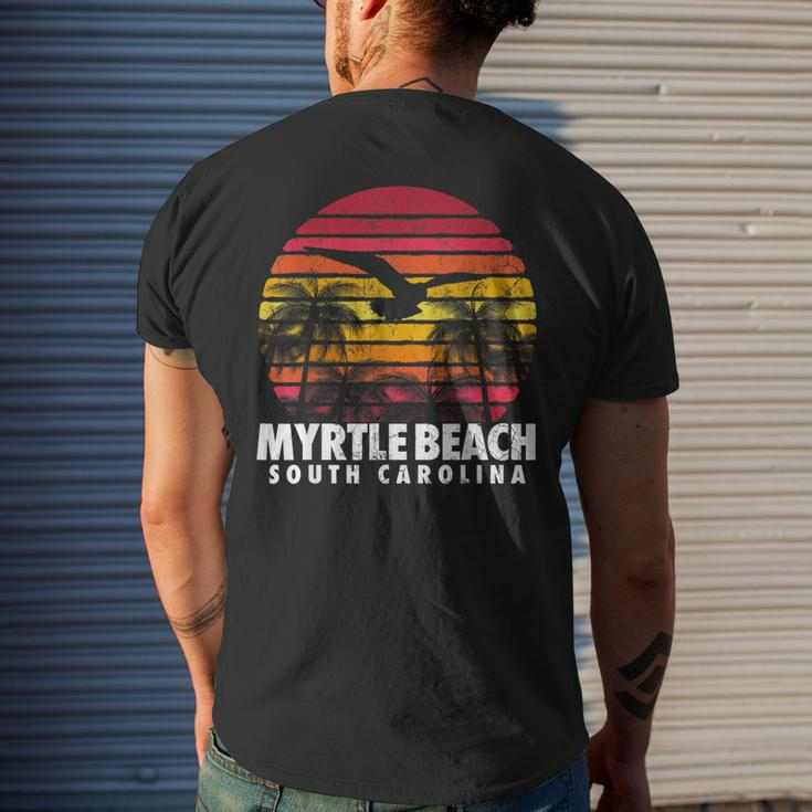 Myrtle Beach South Carolina Vintage Retro Beach Sun Sunset Men's T-shirt Back Print Gifts for Him