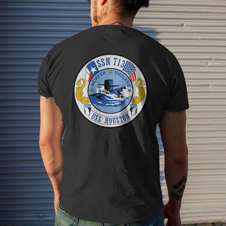Navy Submarine Ssn 713 Uss Houston Military Veteran Patch Men's T-shirt Back Print Gifts for Him