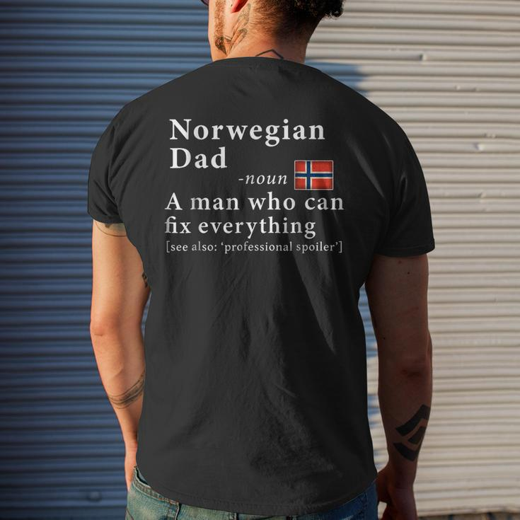 Mens Norwegian Dad Definition Tee Norway Flag Fathers Day Tee Men's Back Print T-shirt Gifts for Him