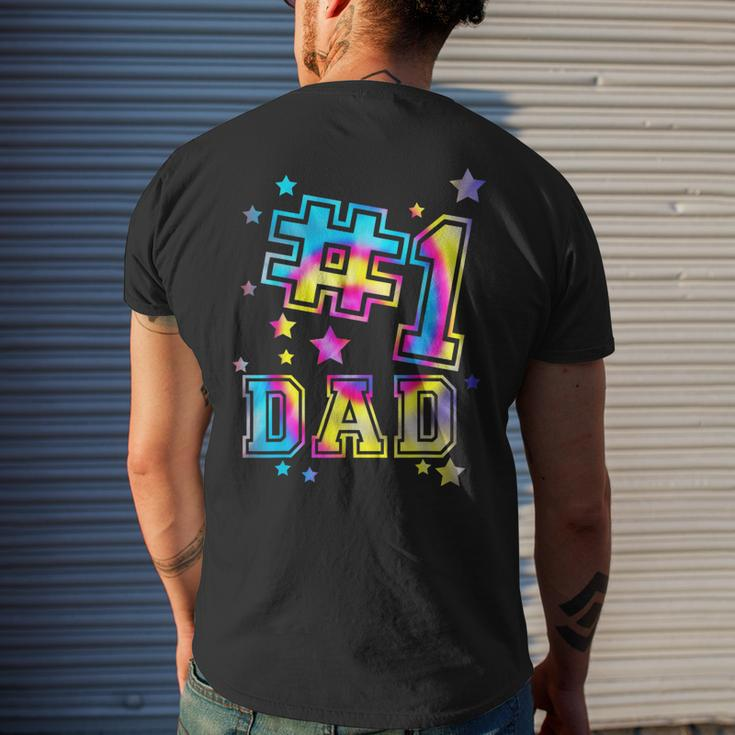 Number One 1 Dad Tie Dye Daddy Fathers Day Best Dad Ever Mens Back Print T-shirt Gifts for Him