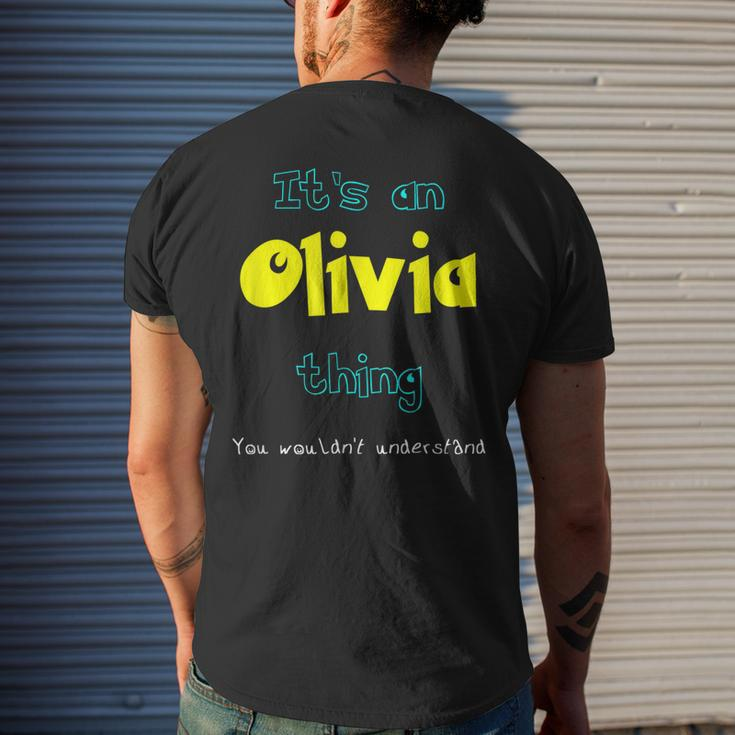 Olivia Custom Name Funny Saying Personalized Names Gifts Mens Back Print T-shirt Gifts for Him
