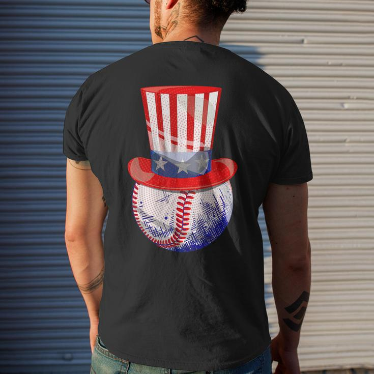 Patriotic Baseball Ball American Uncle Sam Flag 4Th Of July Men's Back Print T-shirt Gifts for Him