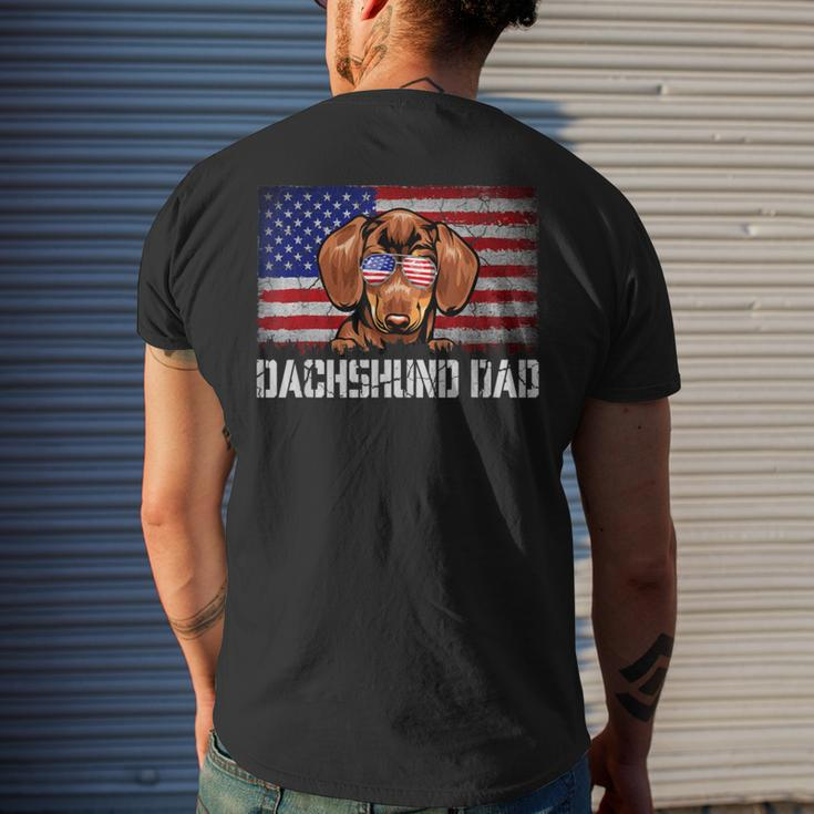 Mens Patriotic Dachshund Dad American Flag 4Th Of July Bbmmkr Men's Back Print T-shirt Gifts for Him