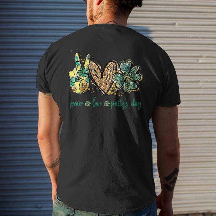 Peace Love Pattys Day St Patricks Day Men's T-shirt Back Print Gifts for Him