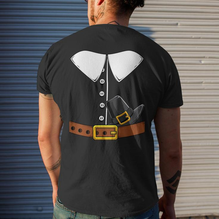 Pilgrim Costume Hat Colonist Thanksgiving Turkey Day V2 Men's Back Print T-shirt Gifts for Him