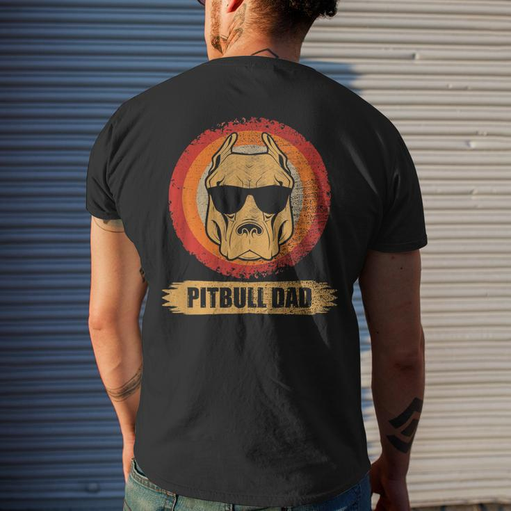 Pitbull Dad Dog With Sunglasses Pit Bull Father & Dog Lovers Men's T-shirt Back Print Gifts for Him