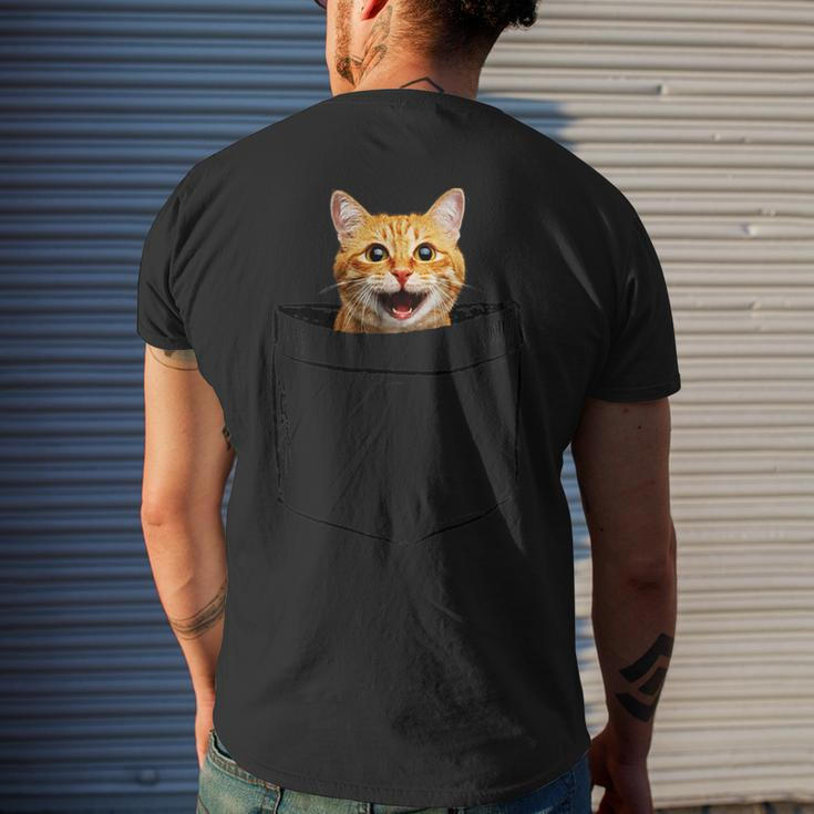 Pocket Cat Grumpy Face Lover Dad Mom Kidding Men's Back Print T-shirt Gifts for Him