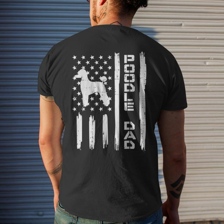 Mens Poodle Dad Us Flag Vintage Patriot Dog Lover Owner Men Men's T-shirt Back Print Gifts for Him