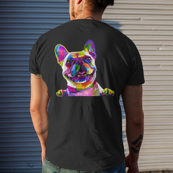 Pop Art Bulldog Mom Dog Dad Frenchie Men's Back Print T-shirt Gifts for Him