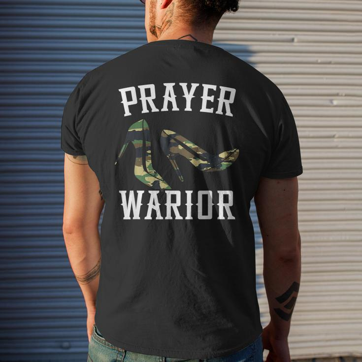 Prayer Warrior Camouflage For Religious Christian Soldier Mens Back Print T-shirt Gifts for Him