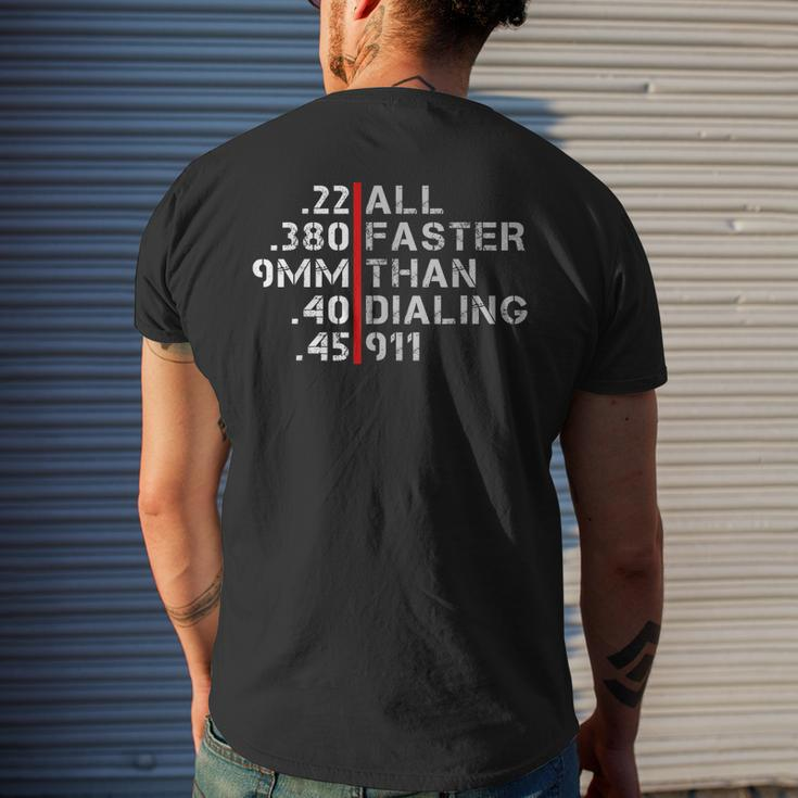 Pro Gun Rights Faster Than Dialing 911 Gun Lovers Men's Back Print T-shirt Gifts for Him