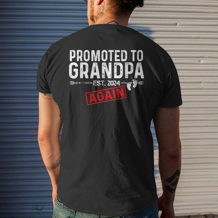 Promoted To Grandpa Again Est 2024 Pregnancy Men's Back Print T-shirt Gifts for Him