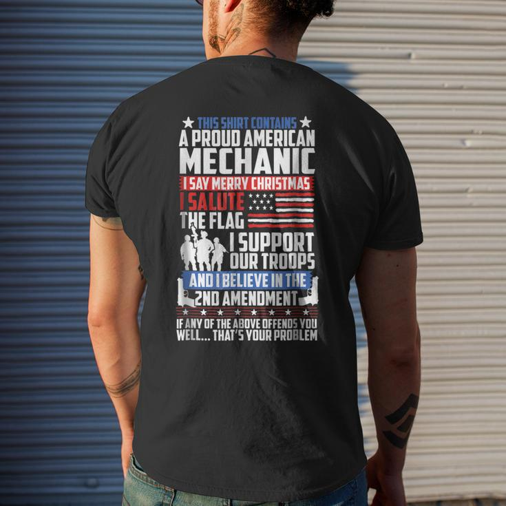 Proud American Mechanic Salute Support 2Nd Amendment Mens Back Print T-shirt Gifts for Him