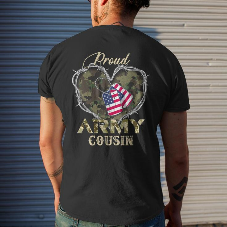 Proud Army Cousin With Heart American Flag For Veteran Men's T-shirt Back Print Gifts for Him
