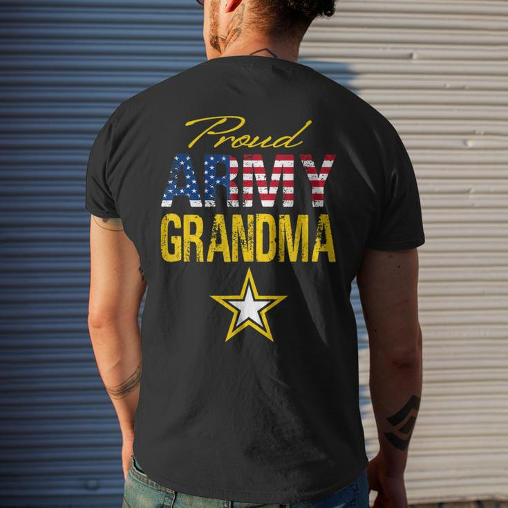 Proud Army Grandma Military Pride Usa Flag Mens Back Print T-shirt Gifts for Him