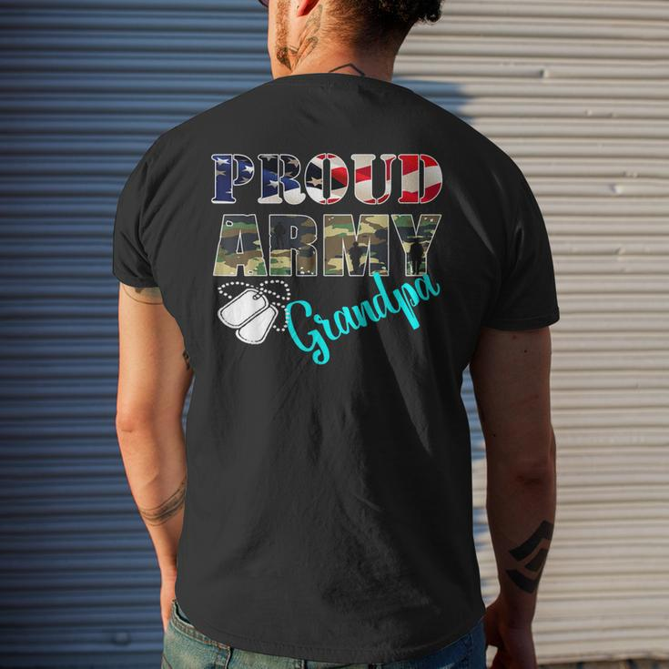 Proud Army Grandpa Flag American Military Family Mens Back Print T-shirt Gifts for Him