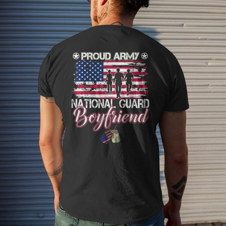 Proud Army National Guard Boyfriend Usa Heart Flag Men's Back Print T-shirt Gifts for Him
