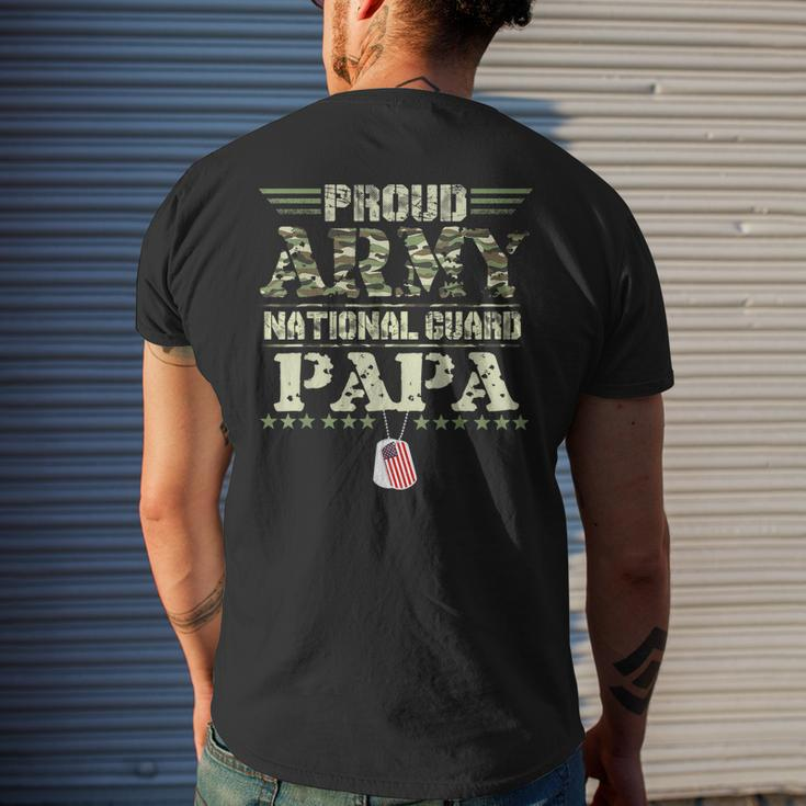 Proud Army National Guard Papa Dog Tags Military Sibling Mens Back Print T-shirt Gifts for Him