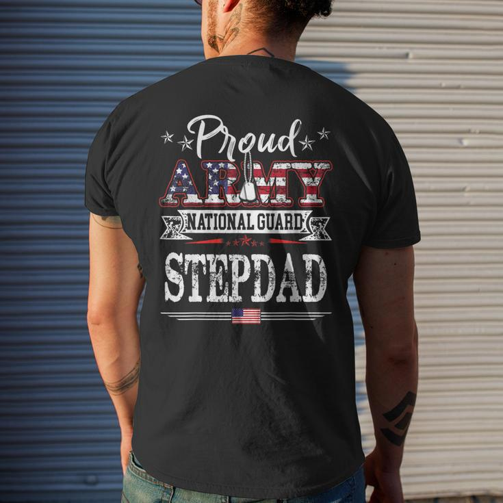 Proud Army National Guard Stepdad Us Military Gift Mens Back Print T-shirt Gifts for Him