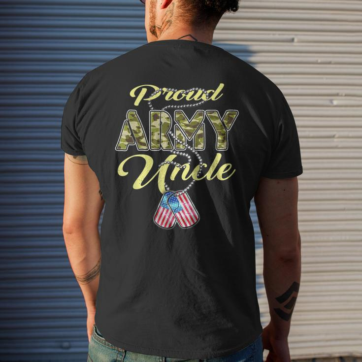 Proud Army Uncle Camo Us Flag Dog Tag Military Family Gifts Gift For Mens Men's Crewneck Short Sleeve Back Print T-shirt Gifts for Him