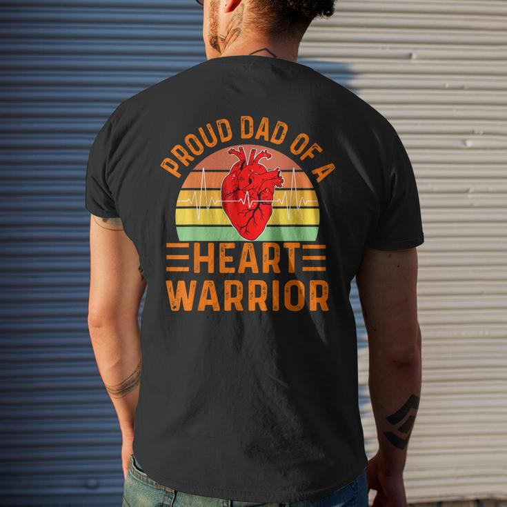 Proud Dad Of A Heart Warrior Heart Attack Survivor Vintage Men's T-shirt Back Print Gifts for Him