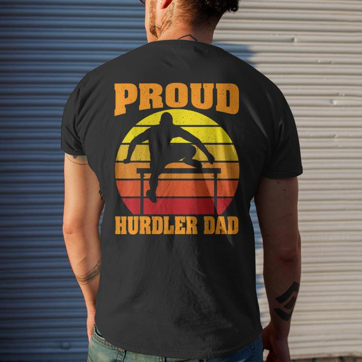 Proud Hurdler Dad Vintage Retro Sunset Track And Field Son Men's T-shirt Back Print Gifts for Him