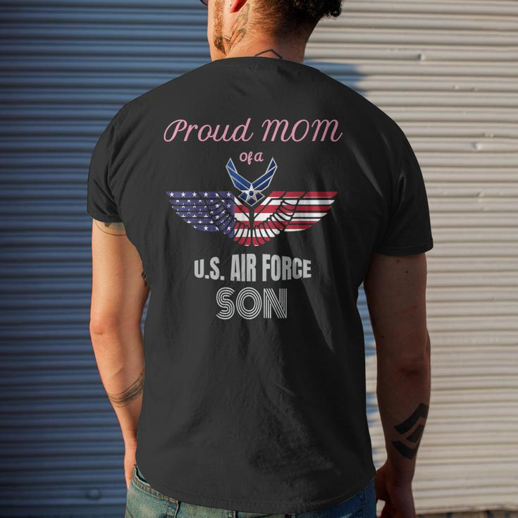 Proud Mom Of Us Air Force Veteran Patriotic Military Mother Men's Back Print T-shirt Gifts for Him