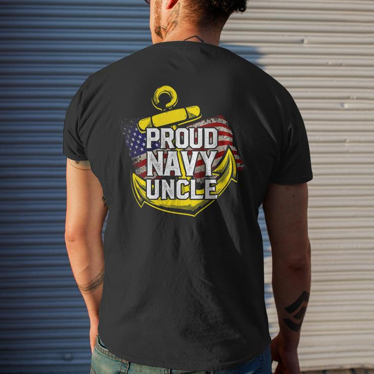 Proud Navy Uncle American Flag Anchor Gold Gift Gift For Mens Mens Back Print T-shirt Gifts for Him