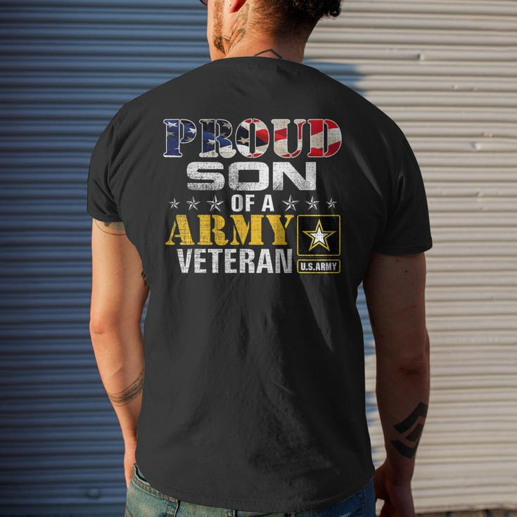 Proud Son Of A Army Veteran American Flag Military Men's T-shirt Back Print Gifts for Him