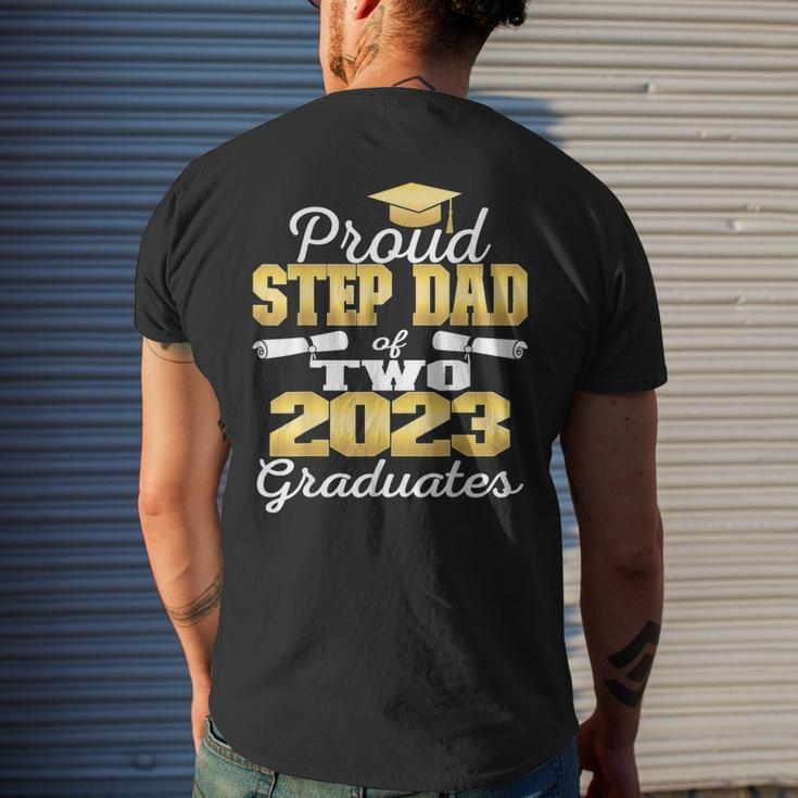 Proud Step Dad Of Two 2023 Graduate Class 2023 Graduation Mens Back Print T-shirt Gifts for Him