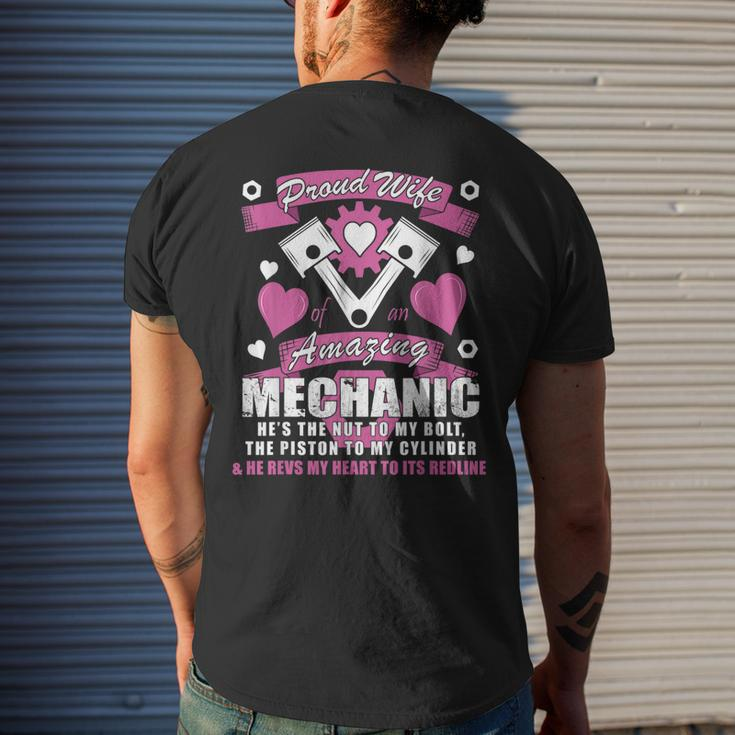 Proud Wife Of Mechanic Mens Back Print T-shirt Gifts for Him