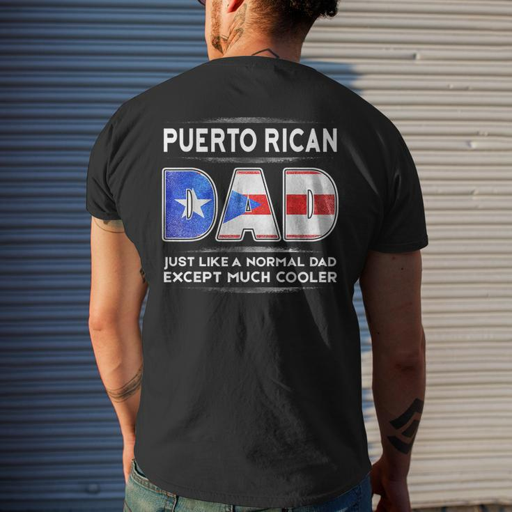 Mens Puerto Rican Dad Is Much Cooler Fathers Day Flag Men's Back Print T-shirt Gifts for Him
